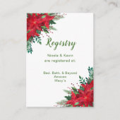 Kerst Rode Poinsettia Trouwregister Informatiekaartje (Voorkant)