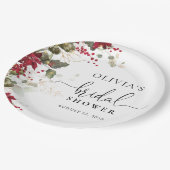 Kerst Rode Poinsettia Vrijgezellenfeest Papier Bor Papieren Bordje (Gekanteld)