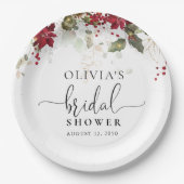 Kerst Rode Poinsettia Vrijgezellenfeest Papier Bor Papieren Bordje (Voorkant)