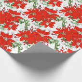 Kerst Rode Poinsettias Inpakpapier (Hoek)