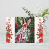 Kerst Rode Poinsettias Inspiraties Chic Floral Kaart (Staand voorkant)