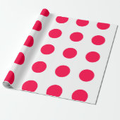Kerst Rode Polka Dots Witte Sjabloon Elegant Cadeaupapier (Uitgerold)