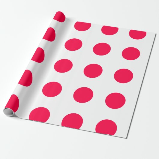 Kerst Rode Polka Dots Witte Sjabloon Elegant Cadeaupapier (Uitgerold)