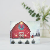 Kerst Rode Schuur Briefkaart (Staand voorkant)