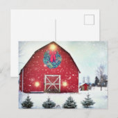 Kerst Rode Schuur Briefkaart (Voorkant / Achterkant)