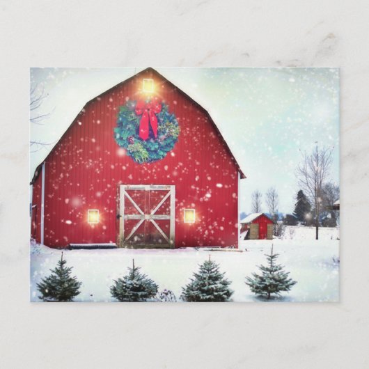 Kerst Rode Schuur Briefkaart (Voorkant)