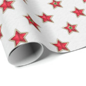 Kerst rode sterren op wit cadeaupapier (Rol Hoek)