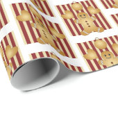 Kerst Rode Streep Schattige Gingerbread Man Cadeaupapier (Rol Hoek)