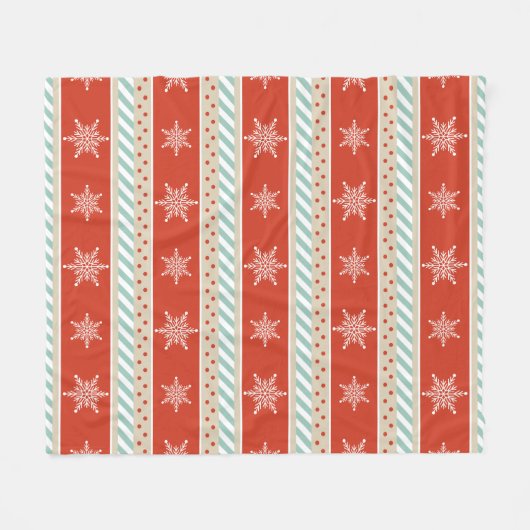 Kerst rode strepen sneeuwvlokken patroon fleece deken (Voorkant (Horizontaal))