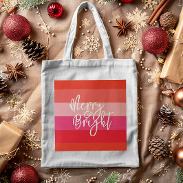 Kerst rode strepen vrolijk en helder vakantie tote bag