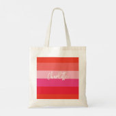 Kerst rode strepen vrolijk en helder vakantie tote bag (Achterkant)