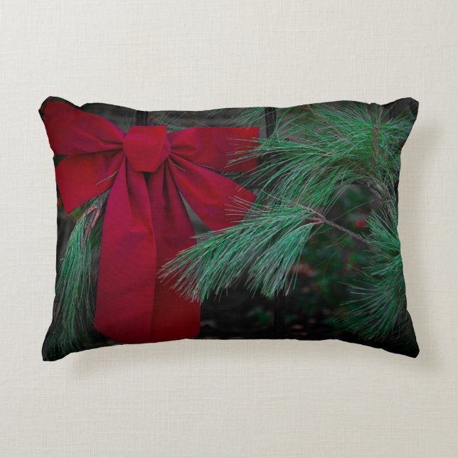 Kerst Rode Strik Accent Kussen (Voorkant)