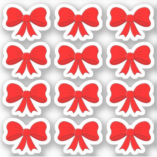 Kerst Rode Strik Kerstversiering X-mas Lint Sticker (Voorkant)