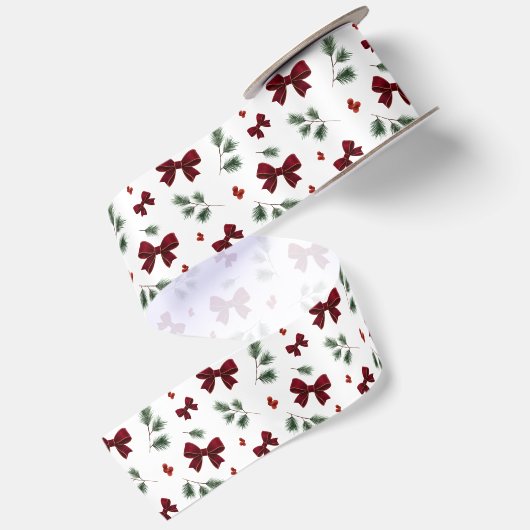 Kerst Rode Strik Wintergroen Satijnen Lint (Achterkant)