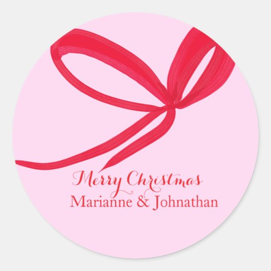 Kerst Rode Strikken Handgetekend Ronde Sticker (Voorkant)