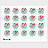 Kerst Rode Strikken Handgetekend Ronde Sticker (Vel)
