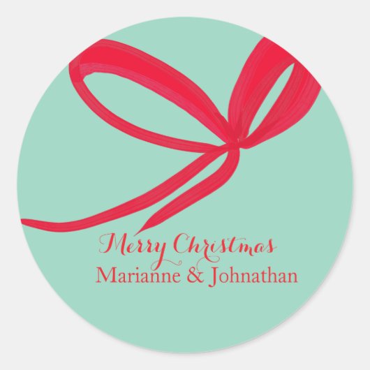 Kerst Rode Strikken Handgetekend Ronde Sticker (Voorkant)