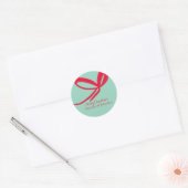 Kerst Rode Strikken Handgetekend Ronde Sticker (Envelop)