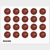 Kerst Rode Tartan Kerstruit Ronde Sticker (Vel)