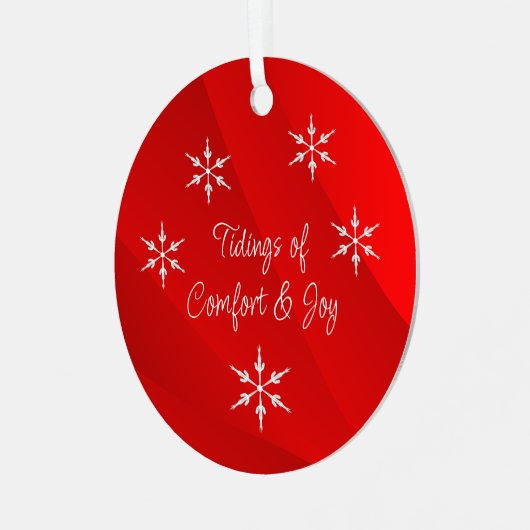  kerst rode tijding van Comfort & Joy Metalen Ornament (Voorkant links)