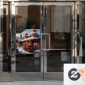 Kerst Rode Trein Venster Cling Raamsticker (Kantoordeur)