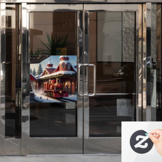 Kerst Rode Trein Venster Cling Raamsticker (Kantoordeur)