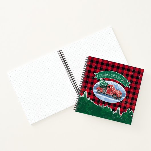 Kerst Rode  Truck Buffel Plaid Recept Notitieboek (Binnen)