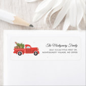 Kerst Rode Truck Classic Tree Retouradres Etiket (Insitu)