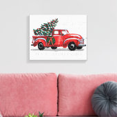 Kerst Rode  Truck Familienaam Canvas Afdruk (Insitu (Woonkamer))