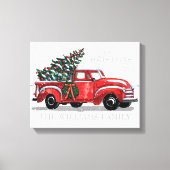 Kerst Rode  Truck Familienaam Canvas Afdruk (Voorkant)