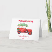 Kerst Rode Truck Foto Vakantie Kaart (Voorkant)