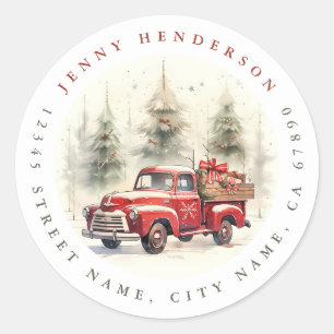 Kerst  Rode Truck Ronde Stickers