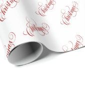 Kerst Rode Typografie Patroon Inpakpapier (Rol Hoek)
