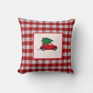 Kerst Rode Vintage Truck Kussen