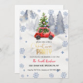 Kerst rode vrachtwagen, besneeuwde bergen kaart (Voorkant / Achterkant)