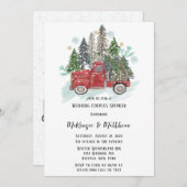 Kerst Rode  Vrachtwagen en Bomen Bruiloft Kaart (Voorkant / Achterkant)