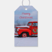 Kerst Rode Vrachtwagen Feestelijk Land Sneeuw Gift Cadeaulabel (Voorkant)