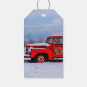 Kerst Rode Vrachtwagen Feestelijk Land Sneeuw Gift Cadeaulabel (Achterkant)