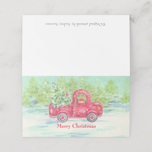 Kerst Rode Vrachtwagen Gevouwen Plaats Kaart Plaatskaartje (Buitenkant ongevouwen)