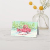 Kerst Rode Vrachtwagen Gevouwen Plaats Kaart Plaatskaartje (Voorkant)
