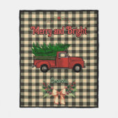 Kerst rode vrachtwagen grijs baffalo plaid monogra fleece deken (Voorkant)