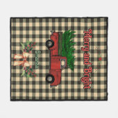 Kerst rode vrachtwagen grijs baffalo plaid monogra fleece deken (Voorkant (Horizontaal))