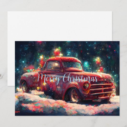 Kerst Rode Vrachtwagen Kaart (Voorkant / Achterkant)