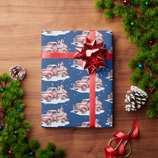 Kerst Rode Vrachtwagen met Candy Canes Cadeaupapier (Feestdagen Geschenken)