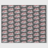 Kerst Rode Vrachtwagen met Candy Canes Cadeaupapier (Vlak)