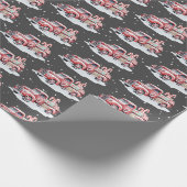 Kerst Rode Vrachtwagen met Candy Canes Cadeaupapier (Hoek)