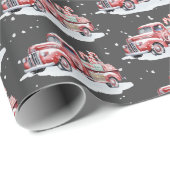 Kerst Rode Vrachtwagen met Candy Canes Cadeaupapier (Rol Hoek)