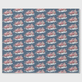 Kerst Rode Vrachtwagen met Candy Canes Cadeaupapier (Vlak)