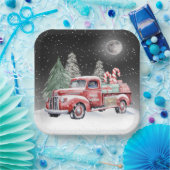 Kerst Rode Vrachtwagen met Candy Canes Papieren Bordje (Feest)