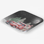Kerst Rode Vrachtwagen met Candy Canes Papieren Bordje (Gebogen)
